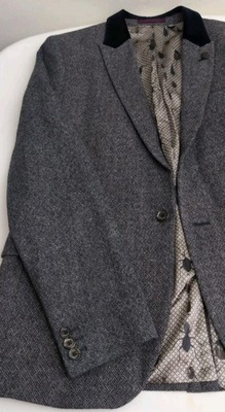 Ted Baker London Mens Gray Herringbone One Button Sport Coat Size 4 (38R) NWOT